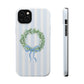Floral Wreath Magnetic Impact Case — Blue Striped Protective Phone Case