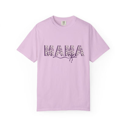 PURPLE - Mama Floral T-Shirt — Floral "MAMA" Graphic Tee for Moms, Mother's Day Gift