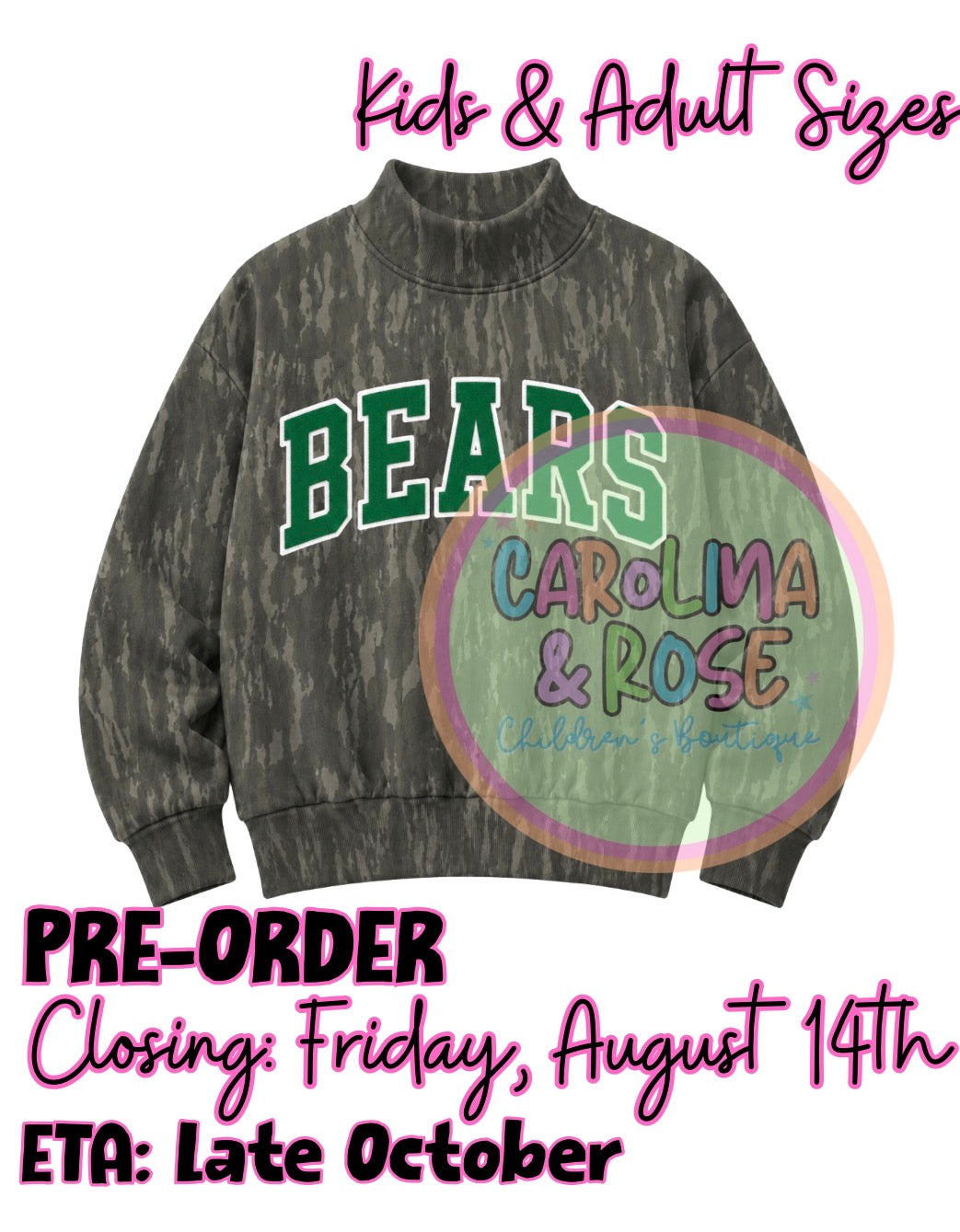 Bears Camo Mock Neck *PRE-ORDER*