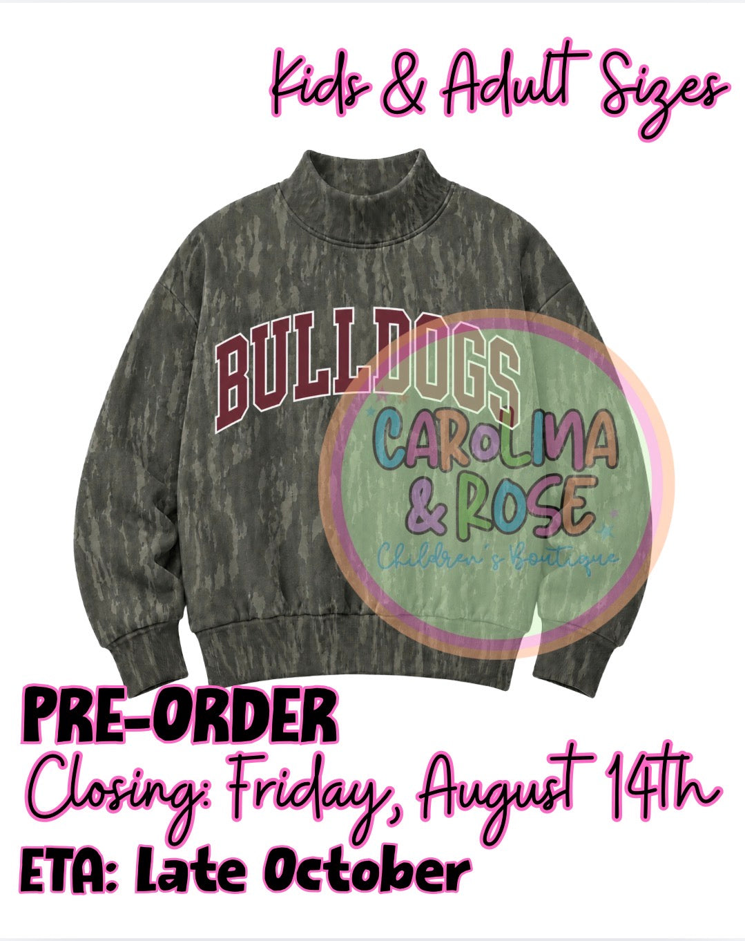 Bulldogs -Maroon Camo Mock Neck *PRE-ORDER*
