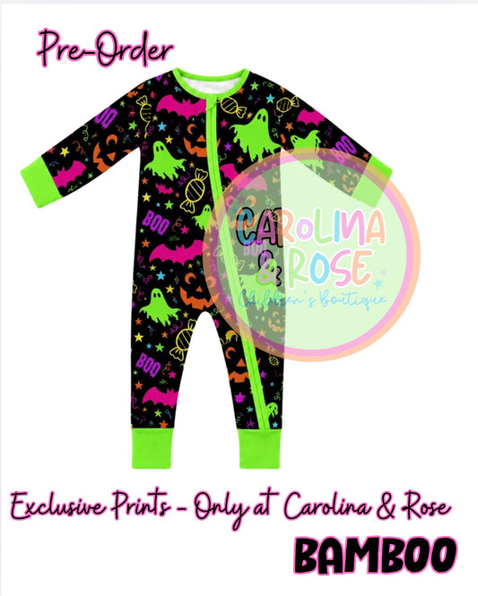 EXCLUSIVE Neon Halloween Bamboo Baby Zippie *PRE-ORDER*