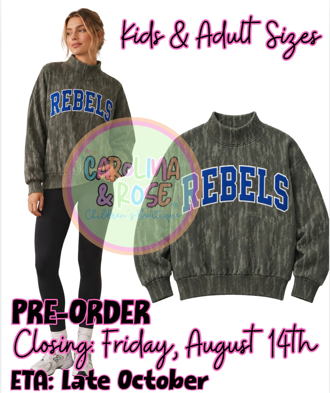 Rebels - Royal Blue Camo Mock Neck *PRE-ORDER*