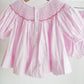Pink christmas tree hand smocked bloomer set