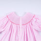 Pink christmas tree hand smocked ruffle pants set