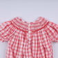 Red christmas santa claus hand smocked plaid bubble