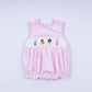 Pink princess hand smocked plaid bubble