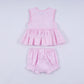 Pink princess hand smocked plaid bloomer set