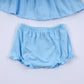 Blue nativity hand smocked bloomer set