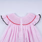 Red character hand smocked plaid ruffle dress