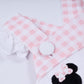 Pink character hand smocked gingham ruffle bubble