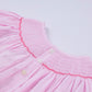 Pink christmas tree hand smocked ruffle romper