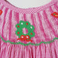 Pink christmas joy hand smocked gingham dress
