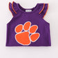 Purple I love clemson applique ruffle bubble