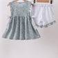 Floral puppy embroidery ruffle shorts set
