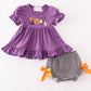 Halloween pumpkin ghost applique girl bloomers set
