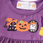 Halloween pumpkin ghost applique girl bloomers set