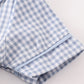 Blue woven check pumpkin embroidery boy bubble
