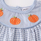 Blue woven check pumpkin embroidery girl set
