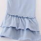 Blue woven check pumpkin embroidery girl set