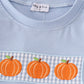 Blue woven check pumpkin embroidery boy set