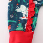 Green dinosaur print ruffle romper