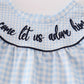Navy plaid nativity embroidery girl romper