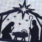 Navy plaid nativity embroidery girl romper