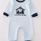 Navy plaid nativity embroidery boy romper