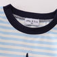 Navy plaid nativity embroidery boy romper