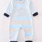 Navy plaid nativity embroidery boy romper