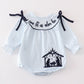 Navy plaid nativity embroidery girl bubble