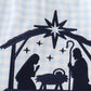 Navy plaid nativity embroidery girl bubble