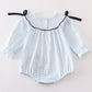 Navy plaid nativity embroidery girl bubble