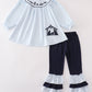 Navy plaid nativity embroidery girl set