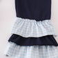 Navy plaid nativity embroidery girl set