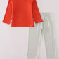 Fox embroidery gingham pants set