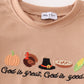 Khaki thanksgiving turkey god is great embroidery boy set