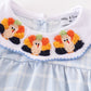 Teal thanksgiving turkey french knot plaid girl bubble