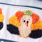 Teal thanksgiving turkey french knot plaid girl set