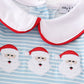 Blue stripe santa claus embroider boy romper