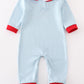 Blue stripe santa claus embroider boy romper