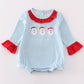 Blue stripe santa claus embroider girl bubble