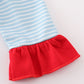 Blue stripe santa claus embroider girl bubble
