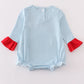 Blue stripe santa claus embroider girl bubble