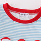 Blue stripe santa claus embroide boy set