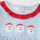 Blue stripe santa claus embroide girl set