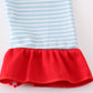 Blue stripe santa claus embroide girl set
