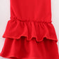 Blue stripe santa claus embroide girl set