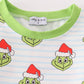 Green striped grinch print boy pajamas