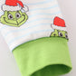Green striped grinch print boy pajamas